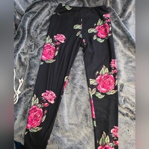 Floral Black Leggings